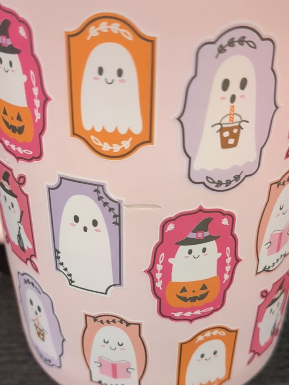 Emily Dumas Pastel Pink Ghost Soft Touch Mug 16oz Hello Bootiful  (As-is) - Picture 7 of 8